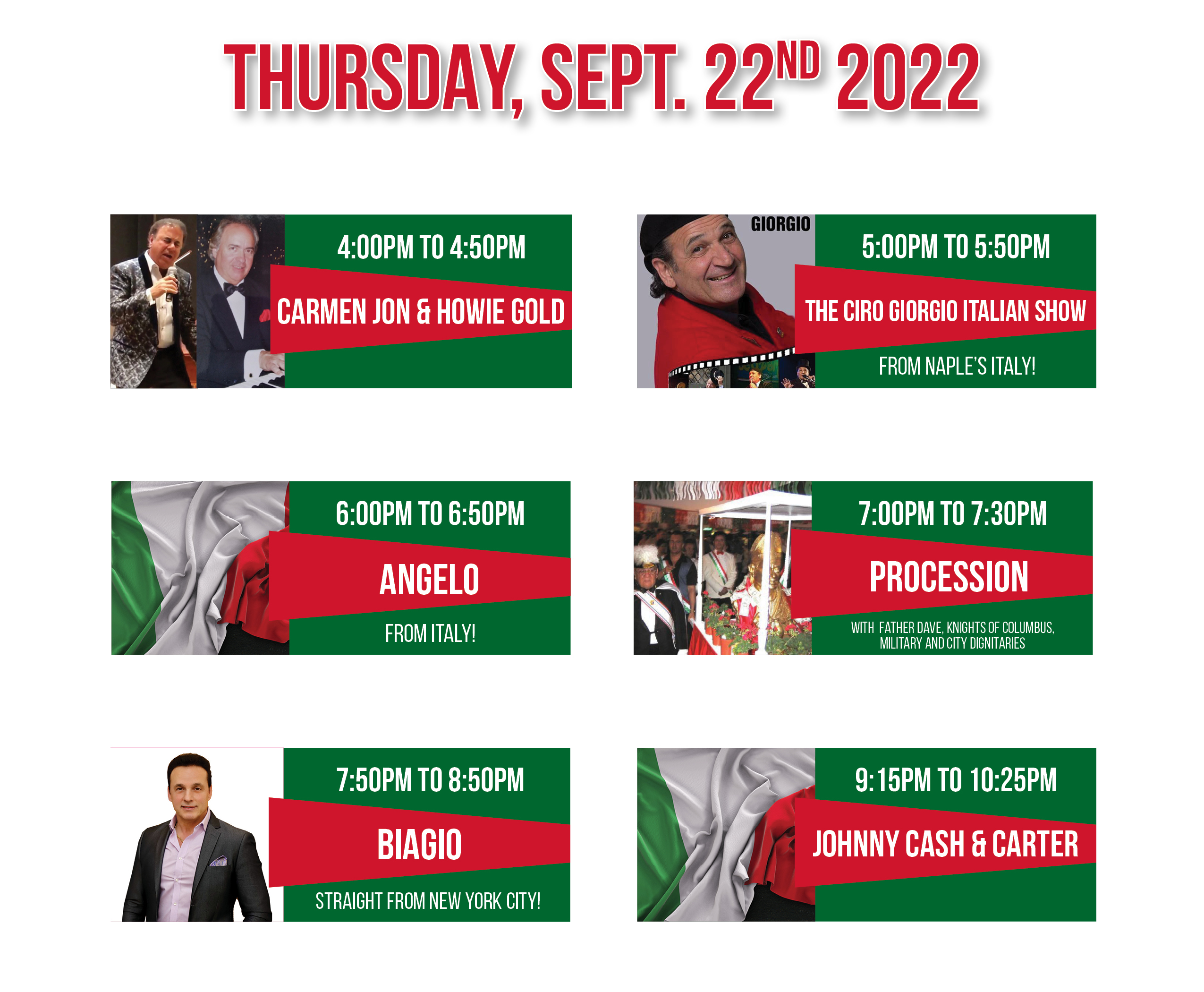 San Gennaro Feast Stage Lineup