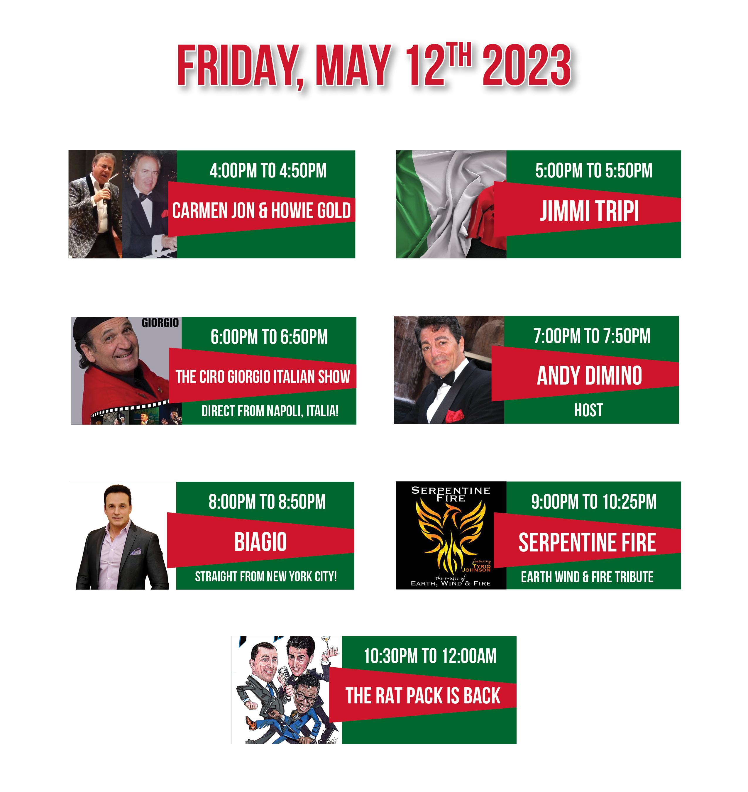 Entertainment Lineup Vegas May 20233